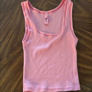 Skims Pink Ribbed cropped Tank Top